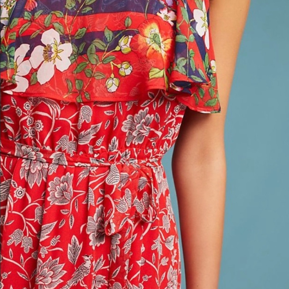 Anthropologie One September Zuri Midi Red Floral Dress XS - Picture 2 of 12